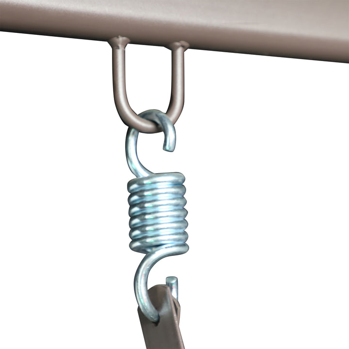 Banco Baloiço de Jardim de 3 Lugares com Teto 2 Almofadas Suporte para Bebidas e Estrutura de Metal para Terraço Balcão Exterior Carga Máxima 360kg 207x120,5x174 cm Preto