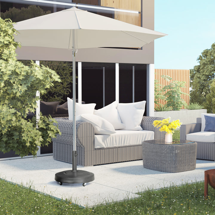 Base para Chapéu de Sol de Resina 23,5 kg com Rodas e Alça Retrátil Base para Chapéu de Sol Quadrada para Mastros de Ø32/48 mm para Jardim Varanda Pátio Ø53x41 cm Preto