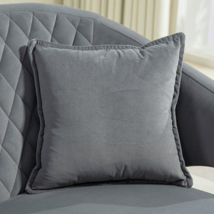 Sofá de 2 Lugares Estofado em Veludo Sofá Sala de Estar com 2 Almofadas Apoio para o Braço e Pés de Aço Dourado Sofá Pequeno Carga 240 kg para Dormitório Escritório 124x69x76 cm Cinza