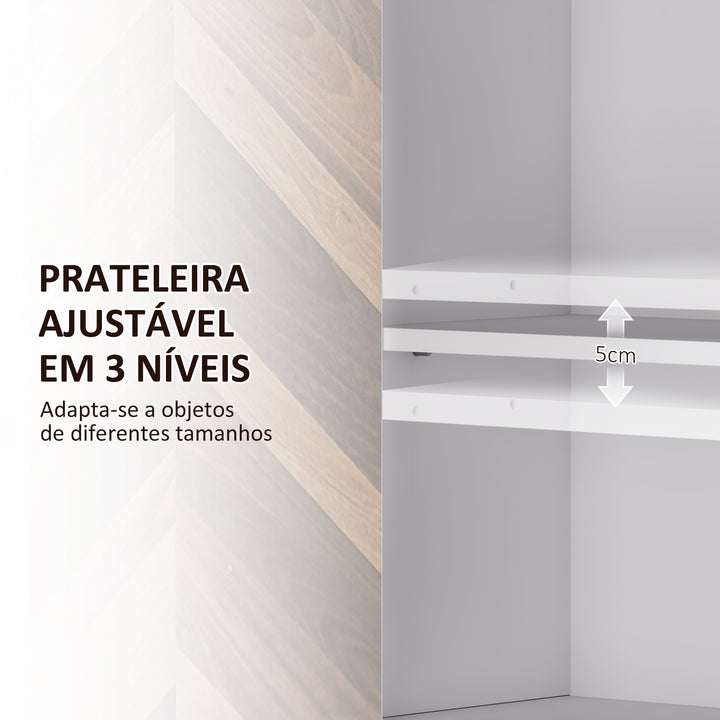 Armário de Parede para Casa de Banho Móvel Casa de Banho de Parede Armário Suspenso de Arrumação com 2 Portas Prateleiras Ajustáveis e Prateleira Aberta 59x20x60 cm Branco e Madeira