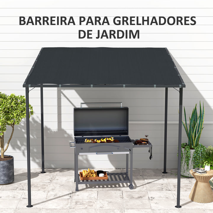 Pérgola de Parede 2,4x2,4 m Pérgola de Jardim com Teto Inclinado Proteção UV 30+ Impermeável e Estrutura de Metal para Pátio Terraço Varanda Cinza Escuro