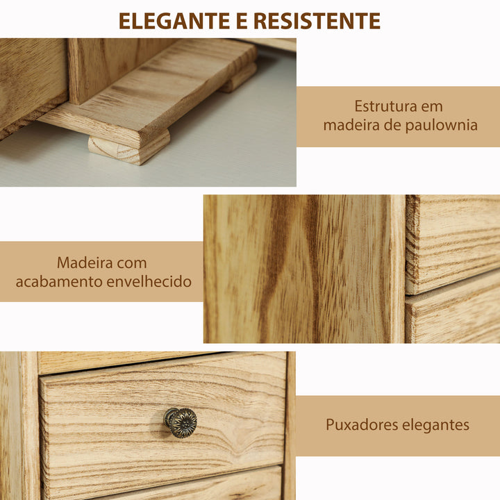 Caixa Joias de Madeira de 4 Níveis Organizador de Joias Grande com 2 Gavetas Espelho para Brincos Anéis Colares 26,5x16x33,5 cm Madeira