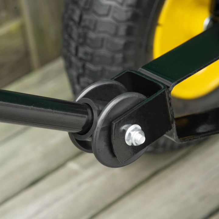 Carrinho de Jardim com Caçamba Inclinável até 75° Carrinho de Mão com Guiador Ajustável e 4 Pneus Capacidade Máxima 125L Aço 118x58x102 cm Verde Escuro