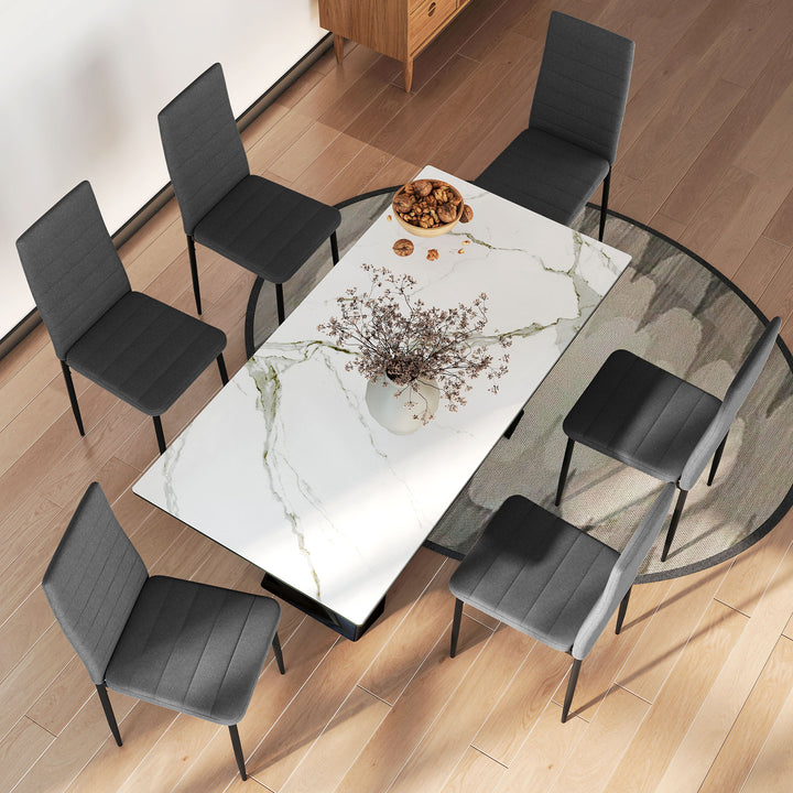 Conjunto de 6 Cadeiras de Sala de Jantar Estofadas em Linho e Pés de Metal Cadeiras Modernas para Cozinha Carga Máxima 120kg 41x50x97cm Cinza
