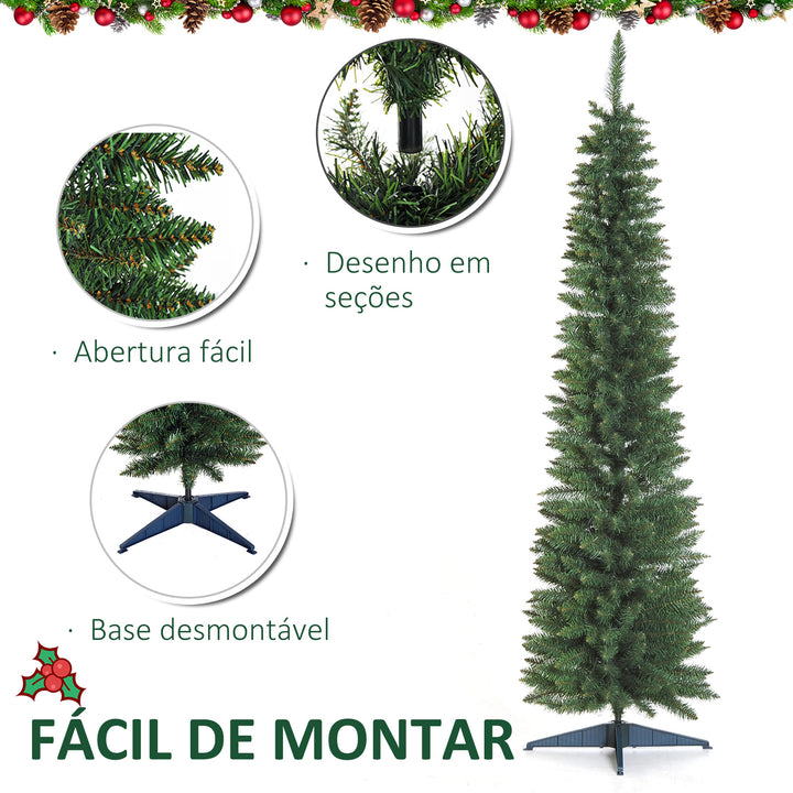 Árvore de Natal Artificial 210cm Ignífugo com 499 Pontas de Ramo PVC e Suporte de Metal Decoração de Natal para Interiores Fácil de Montar Verde