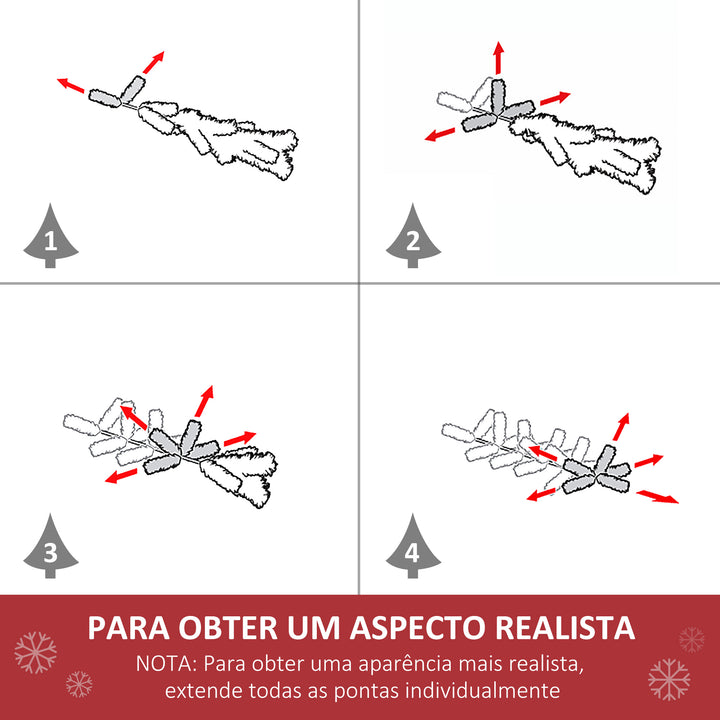Árvore de Natal Artificial 210cm Ignífugo com 499 Pontas de Ramo PVC e Suporte de Metal Decoração de Natal para Interiores Fácil de Montar Verde