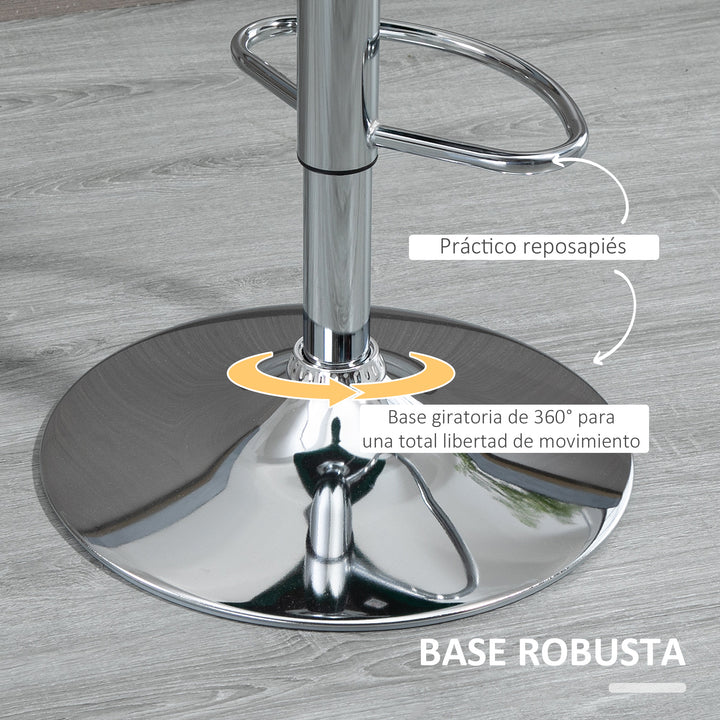 Conjunto de 2 Bancos de Bar Cadeiras Altas com Altura Ajustável e Giratórios com Estrutura de Metal e Apoio para os Pés 41x51x97-117cm Cinza