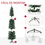 Árvore de Natal Artificial Altura 190 cm com 570 Ramos de PVC Ignífugos Base Dobrável e Suporte Metálico Decoração de Natal para Interiores Ø53x190 cm Verde