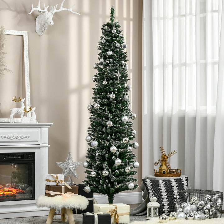 Árvore de Natal Artificial Altura 190 cm com 570 Ramos de PVC Ignífugos Base Dobrável e Suporte Metálico Decoração de Natal para Interiores Ø53x190 cm Verde