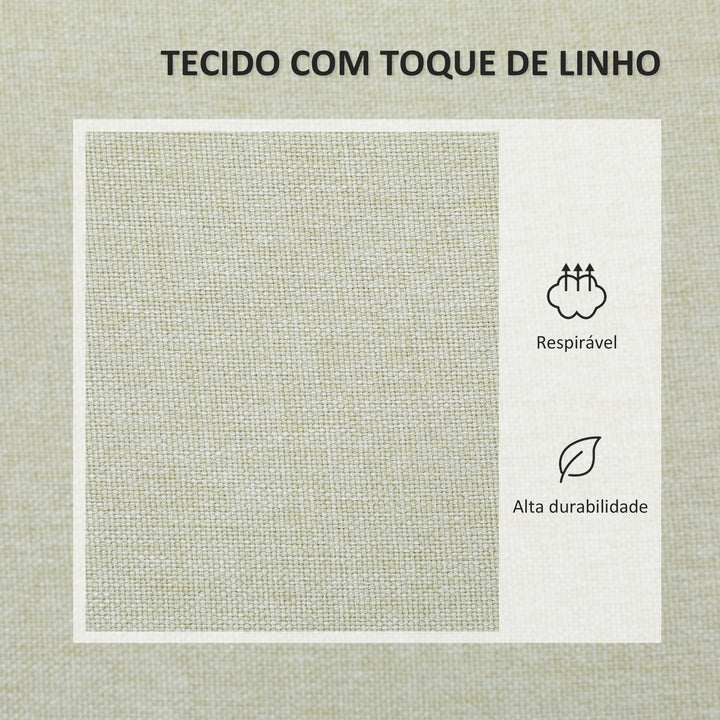 Sofá 2 Lugares Estofado em Linho Sintético Sofá Sala de Estar com 2 Almofadas Espaço de Armazenamento e Pés de Madeira Sofá Pequeno Carga 240 kg 135x72x84 cm Bege