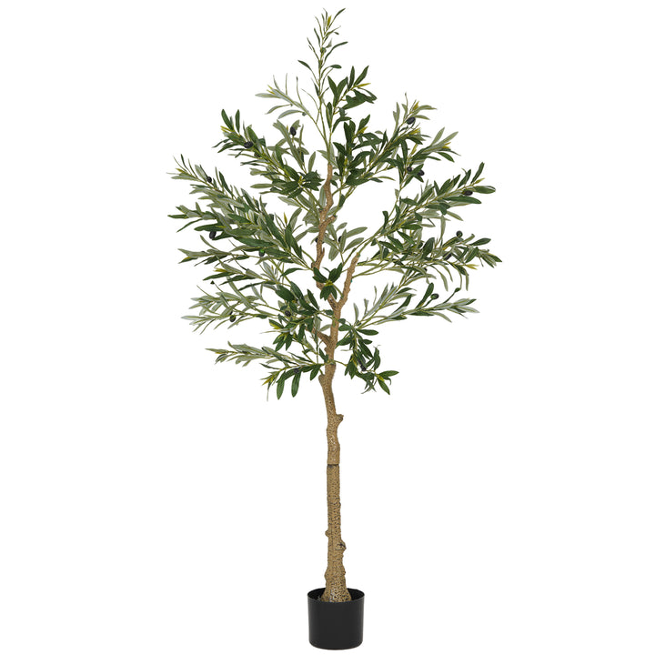 Oliveira Artificial 150 cm Planta Artificial Decorativa Grande Árvore Artificial de Interior com 32 Azeitonas Decoração para Lar Escritório Varanda Quarto Verde