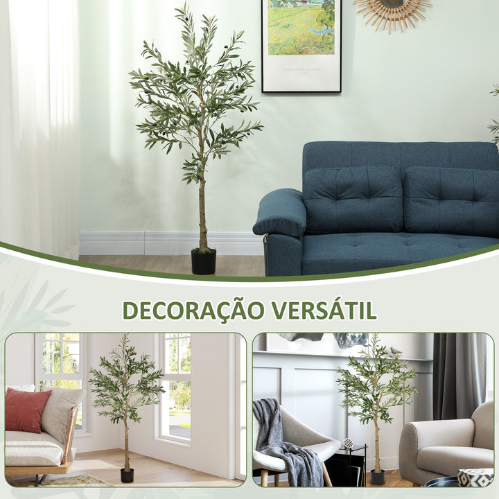 Oliveira Artificial 150 cm Planta Artificial Decorativa Grande Árvore Artificial de Interior com 32 Azeitonas Decoração para Lar Escritório Varanda Quarto Verde