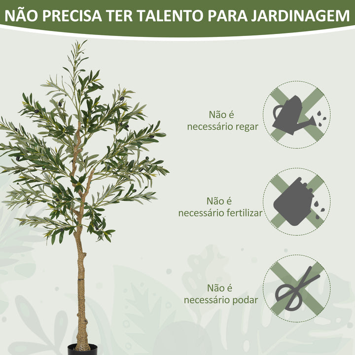 Oliveira Artificial 150 cm Planta Artificial Decorativa Grande Árvore Artificial de Interior com 32 Azeitonas Decoração para Lar Escritório Varanda Quarto Verde