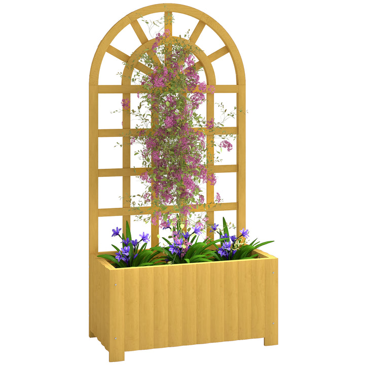 Floreira com Treliça de Madeira Floreira Exterior Grande para Plantas Trepadeiras com Orifícios de Drenagem Floreira Elevada para Jardim Pátio Terraço 60x30x120 cm Madeira
