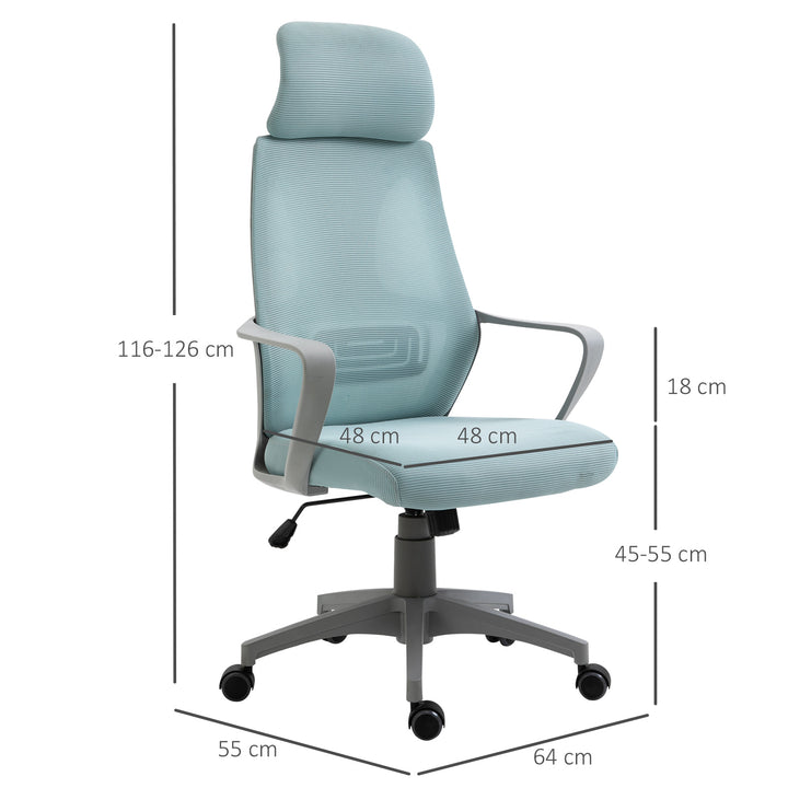 Cadeira de escritório ergonômica inclinável Altura ajustável 64x58x116-126 cm Azul