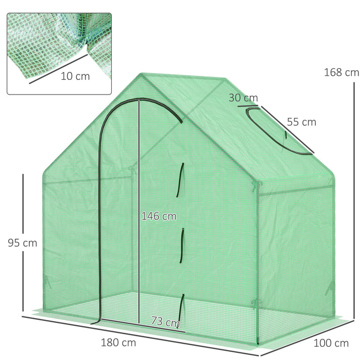 Estufa Transparente de Jardim 180x100x168 cm Estufa de Jardim com Porta Enrolável e Estrutura de Aço Verde