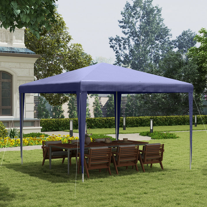 Tenda de Jardim Impermeável 293x293x252 cm Tenda de Exterior com Tubos de Aço e Cobertura de PE Azul