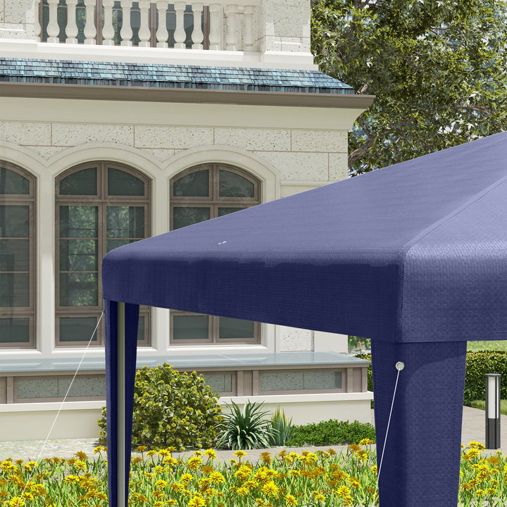 Tenda de Jardim Impermeável 293x293x252 cm Tenda de Exterior com Tubos de Aço e Cobertura de PE Azul