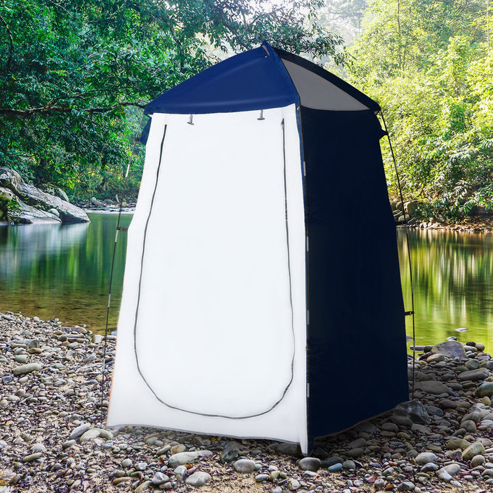 Tenda de Duche Campismo Portátil UV+25 Tenda de Privacidade para Casa de Banho Trocador com Janela Bolso e Bolsa de Transporte 123x121x98cm Azul