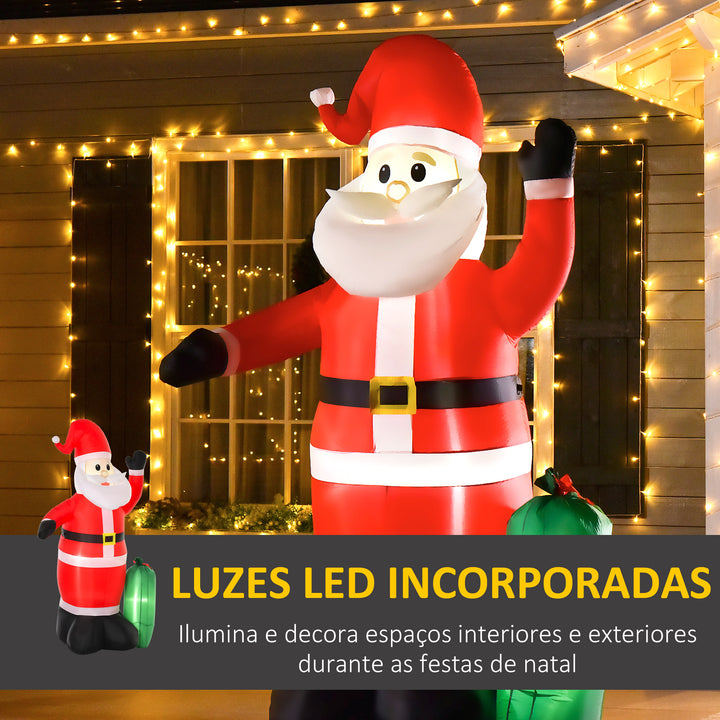 Pai Natal Inflável Decoração de Natal Com LED Soprador de Luz 150 × 60 × 240cm