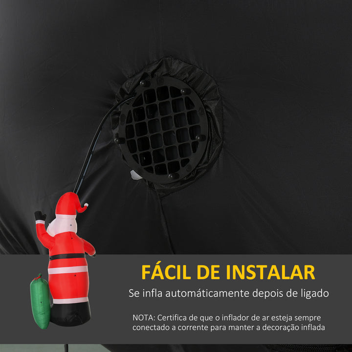 Pai Natal Inflável Decoração de Natal Com LED Soprador de Luz 150 × 60 × 240cm