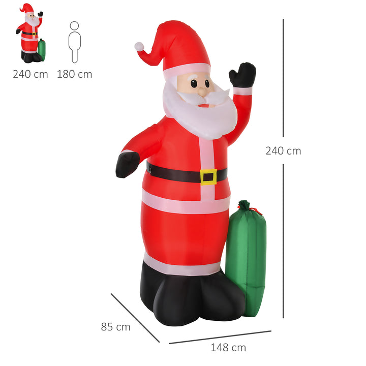 Pai Natal Inflável Decoração de Natal Com LED Soprador de Luz 150 × 60 × 240cm