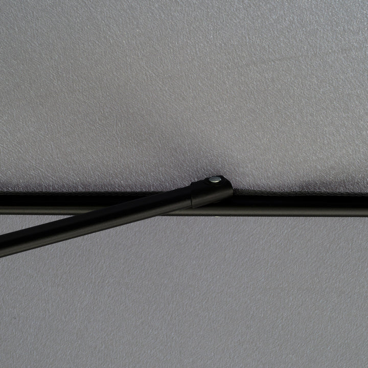 Chapéu de Sol de Jardim Ø266x248,5 cm Proteção UV50+ Chapéu de Sol de Alumínio Inclinável com Teto de Ventilação Manivela para Terraço Varanda Exterior Cinza Escuro