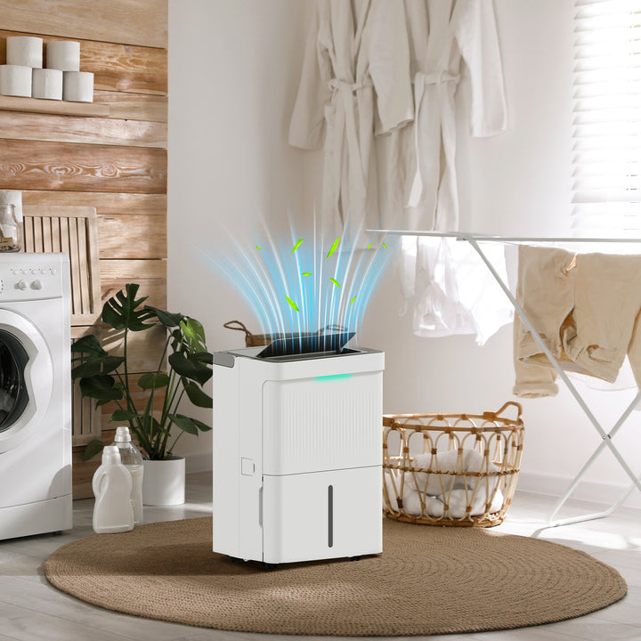 Desumidificador 35L/dia Depósito de Água 5,5L Desumidificador Elétrico com Ecrã LED Temporizador 24H Bloqueio Infantil e Drenagem Continua até 40-100? Branco