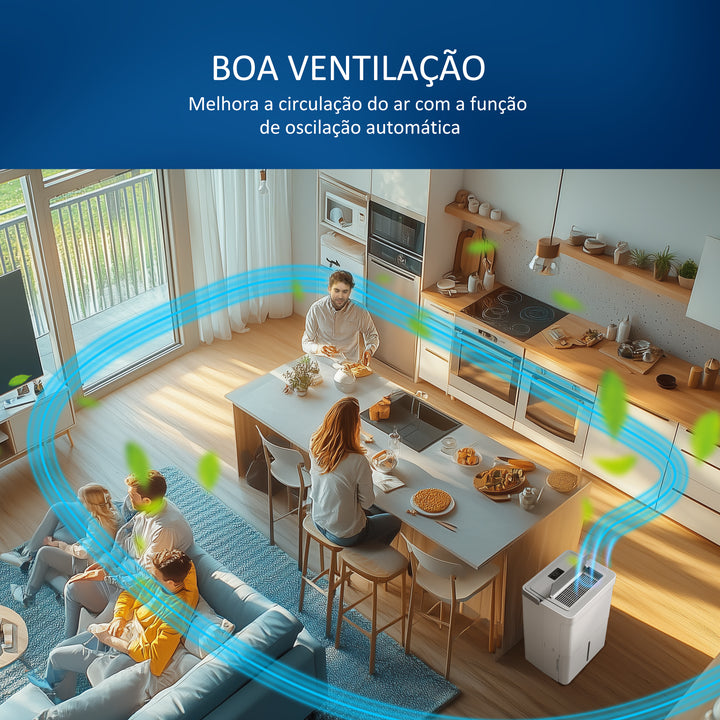 Desumidificador 35L/dia Depósito de Água 5,5L Desumidificador Elétrico com Ecrã LED Temporizador 24H Bloqueio Infantil e Drenagem Continua até 40-100? Branco