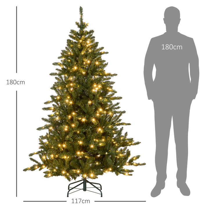 Árvore de Natal 180 cm Árvore de Natal Artificial com 310 Luzes LED 872 Ramos e Suporte de Metal Árvore Natalina para Sala Interior Verde