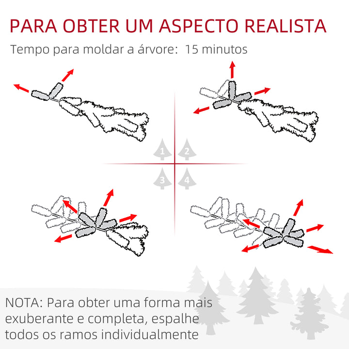 Árvore de Natal 180 cm Árvore de Natal Artificial com 310 Luzes LED 872 Ramos e Suporte de Metal Árvore Natalina para Sala Interior Verde