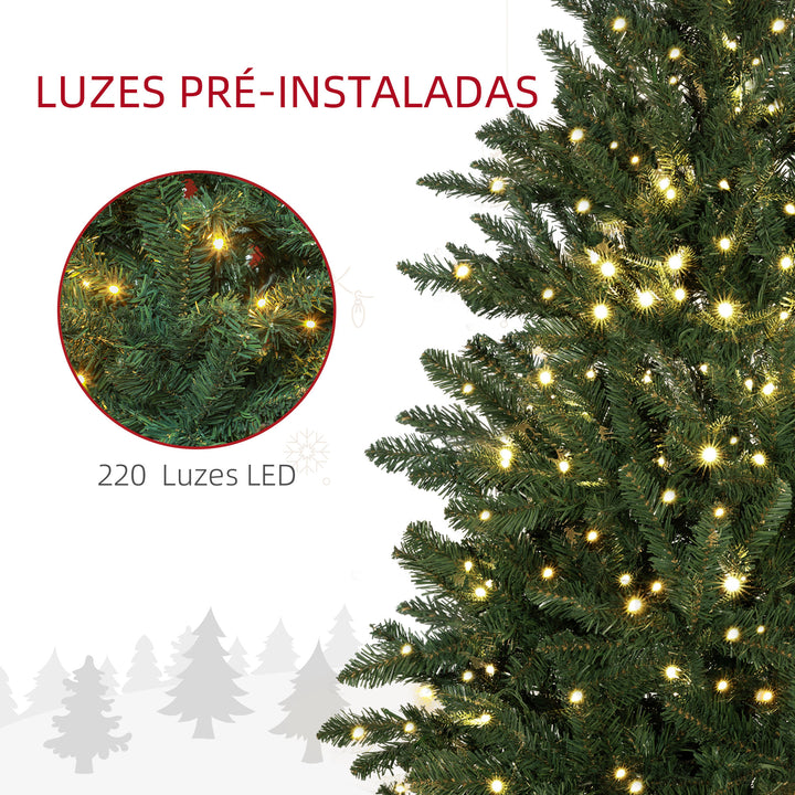 Árvore de Natal 180 cm Árvore de Natal Artificial com 310 Luzes LED 872 Ramos e Suporte de Metal Árvore Natalina para Sala Interior Verde