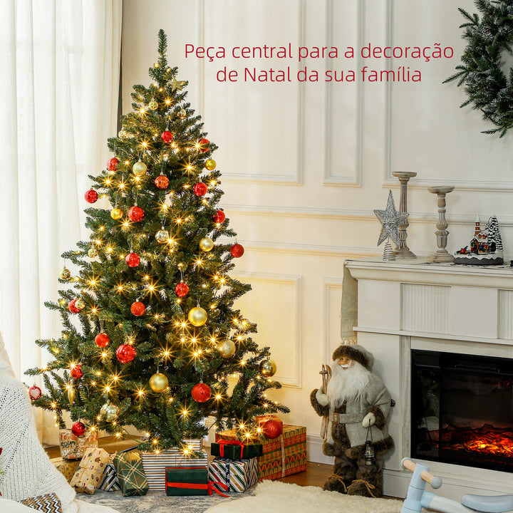 Árvore de Natal 180 cm Árvore de Natal Artificial com 310 Luzes LED 872 Ramos e Suporte de Metal Árvore Natalina para Sala Interior Verde