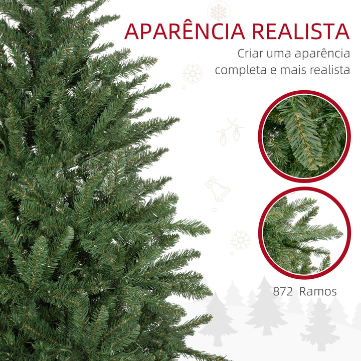 Árvore de Natal 180 cm Árvore de Natal Artificial com 310 Luzes LED 872 Ramos e Suporte de Metal Árvore Natalina para Sala Interior Verde