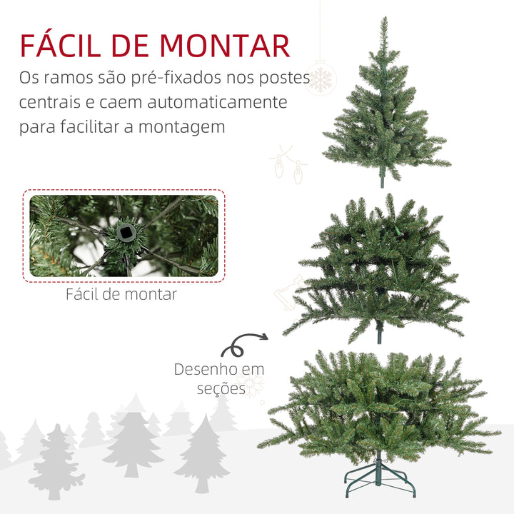 Árvore de Natal 180 cm Árvore de Natal Artificial com 310 Luzes LED 872 Ramos e Suporte de Metal Árvore Natalina para Sala Interior Verde