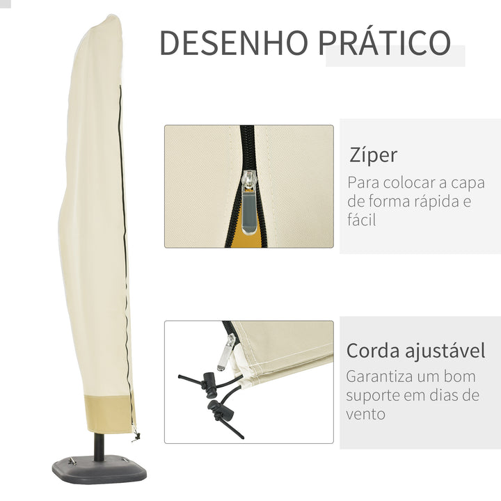 Capa Protetora de Chapéu de Sol Ø56x220 cm Capa para Chapéu de Sol Resistente para Jardim com Zíper Tecido Oxford Bege