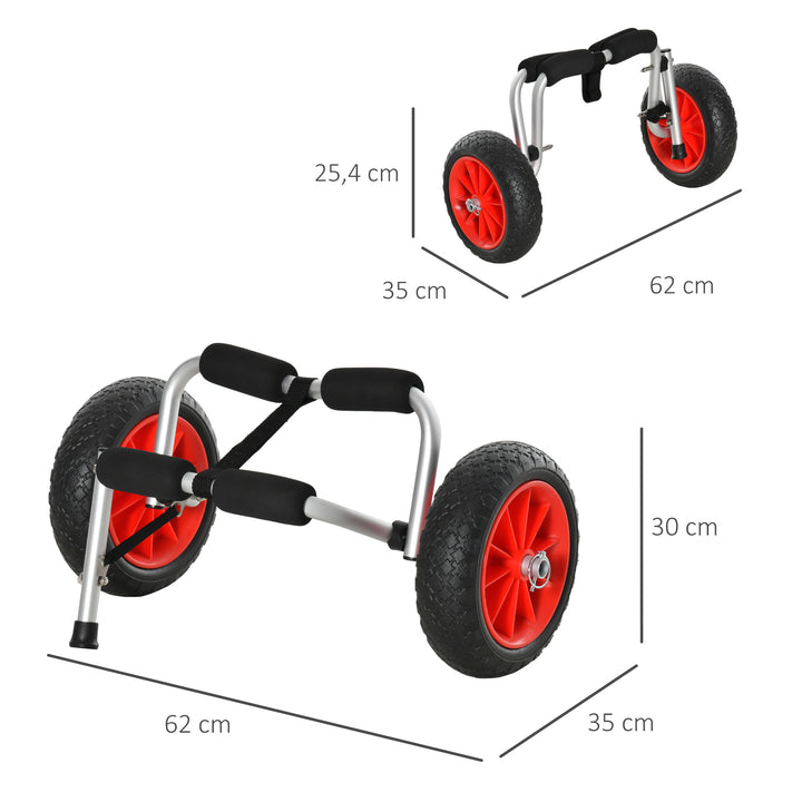 Reboque de trasporte dobrável com rodas para Caiaque canoa Carga 60kg 60x30x37cm