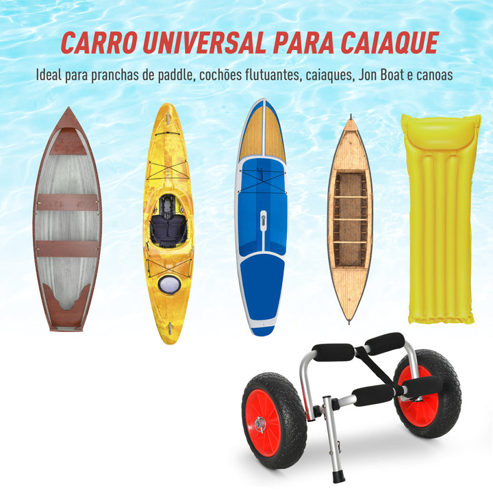 Reboque de trasporte dobrável com rodas para Caiaque canoa Carga 60kg 60x30x37cm