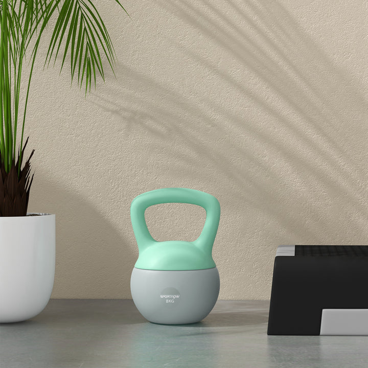 Kettlebell de 8 kg Pesa Russa Preenchida de Areia Metálica e Alça Antiderrapante para Treino de Musculação em Casa Ginásio 19x19x28 cm Cinzento