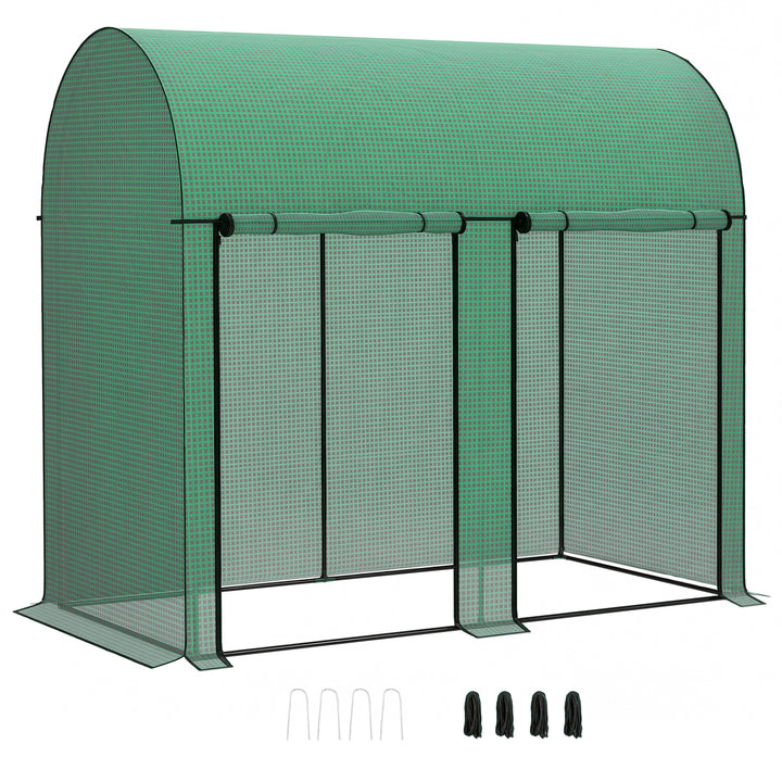 Estufa Pequena Estufa de Exterior com Porta Dupla com Fecho de Correr e Cobertura de PE para Cultivar Plantas Flores 200x100x178 cm Verde