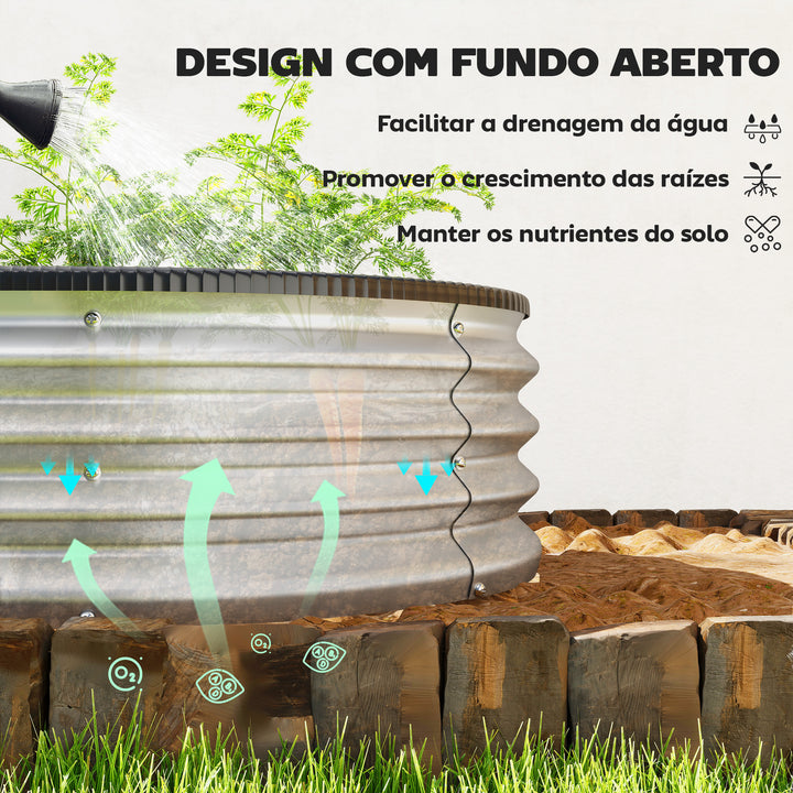 Conjunto de 2 Caixas de Plantio Grandes de Exterior em Aço Galvanizado Caixas de Plantio Modulares com Base Aberta para Plantas Resistente às Intempéries 135x90x30 cm Prateado