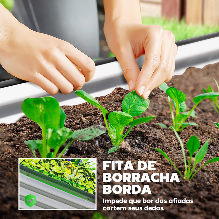 Conjunto de 2 Caixas de Plantio Grandes de Exterior em Aço Galvanizado Caixas de Plantio Modulares com Base Aberta para Plantas Resistente às Intempéries 135x90x30 cm Prateado