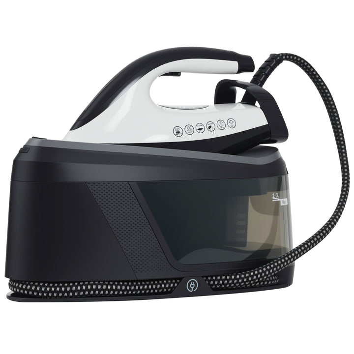 Ferro com Caldeira 2800W 100 g/min 8 Bares Função ECO Base de Cerâmica Dupla Camada Engomagem Vertical Potente Desligamento Automático Sistema Anticalcário Autolimpeza Depósito Amovível 2 L Azul