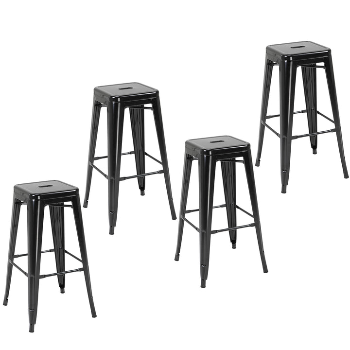 Conjunto de 4 Bancos Interiores e Exteriores de Metal Estilo Industrial 43x43x76 cm