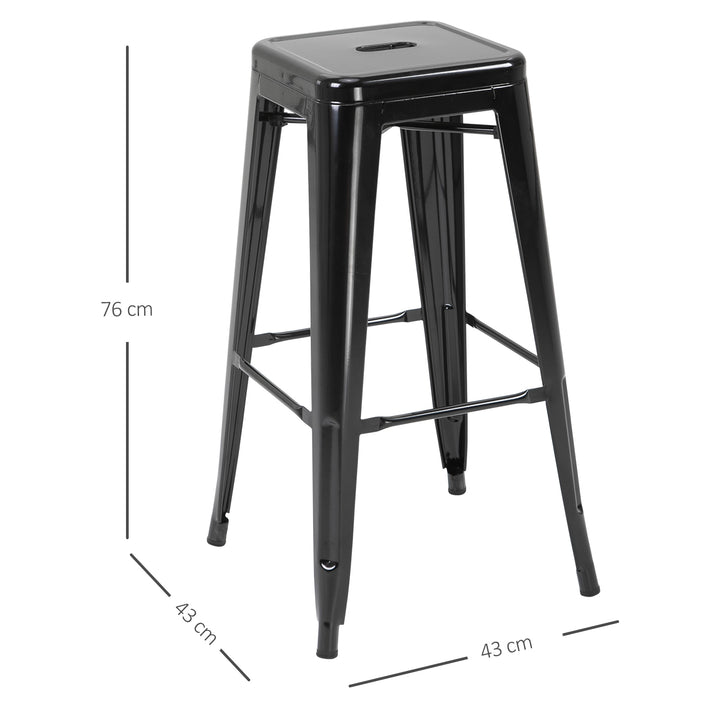 Conjunto de 4 Bancos Interiores e Exteriores de Metal Estilo Industrial 43x43x76 cm