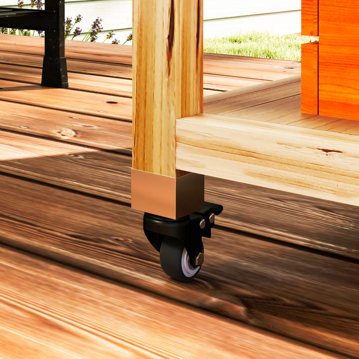 Carrinho de Barbecue de Madeira Carrinho de Serviço com 4 Rodas Prateleiras Armário Bancada de Aço Inoxidável Toalheiro e Especieiro para Jardim Pátio 134,5x50x91,5 cm Madeira