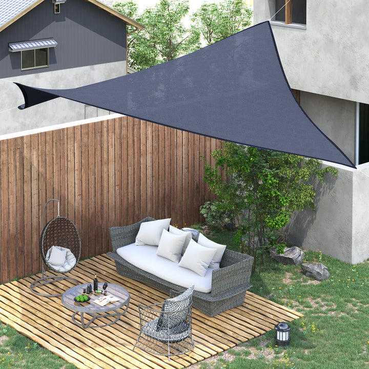 Vela de Sombra Retangular 4x6 m Toldo Vela de HDPE com Proteção UV Aneis em Forma de D e Cordas para Jardim Pátio Piscina Azul
