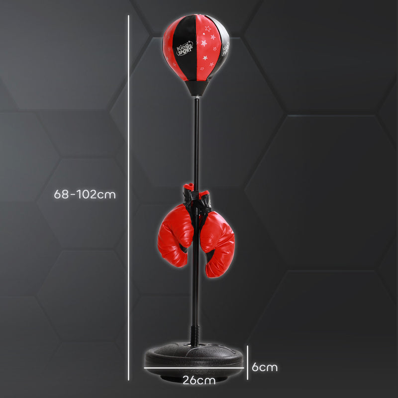 Punching Ball para Crianças acima de 5 anos Kit de Boxe para Crianças com Luvas de Boxe Altura Ajustável 68-102 cm e Base Preenchível Vermelho