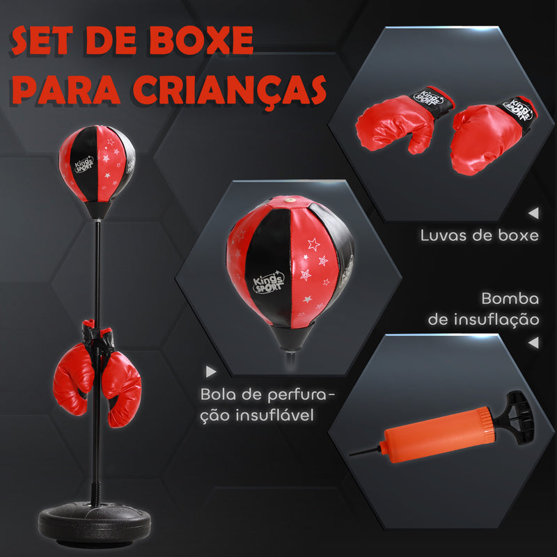 Punching Ball para Crianças acima de 5 anos Kit de Boxe para Crianças com Luvas de Boxe Altura Ajustável 68-102 cm e Base Preenchível Vermelho