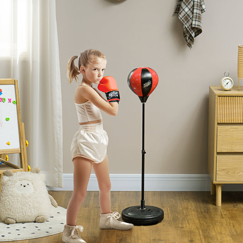 Punching Ball para Crianças acima de 5 anos Kit de Boxe para Crianças com Luvas de Boxe Altura Ajustável 68-102 cm e Base Preenchível Vermelho